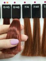 Hair dye palette, color selection for hair coloring. photo