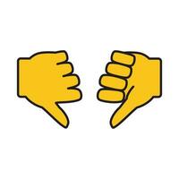 Yellow Thumbs Down Icon Design,  Emoticon, Vector Template