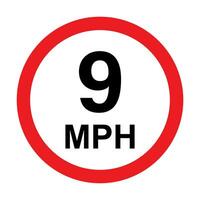 9 MPH road traffic sign icon vector for graphic design, logo, website, social media, mobile app, UI illustration