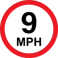 9 MPH road traffic sign icon for graphic design, logo, website, social media, mobile app, UI illustration png