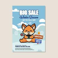 Winter sale poster design template vector