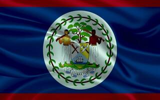 3d waving realistic silk national flag of Belize. Happy national day Belize flag background. close up photo