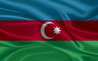 3d waving realistic silk national flag of Azerbaijan. Happy national day Azerbaijan flag background. close up photo