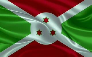 3d waving realistic silk national flag of Burundi. Happy national day Burundi flag background. close up photo