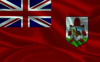 3d waving realistic silk national flag of Bermuda. Happy national day Bermuda flag background. close up photo