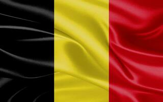 3d waving realistic silk national flag of Belgium. Happy national day Belgium flag background. close up photo