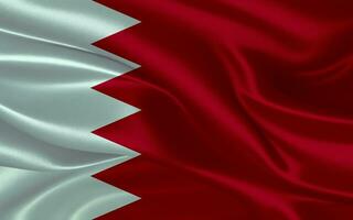 3d waving realistic silk national flag of Bahrain. Happy national day Bahrain flag background. close up photo