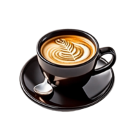 Black cups of hot aromatic espresso coffee on transparent background AI Generative png