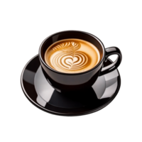 Black cups of hot aromatic espresso coffee on transparent background AI Generative png