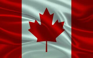 3d waving realistic silk national flag of Canada. Happy national day Canada flag background. close up photo