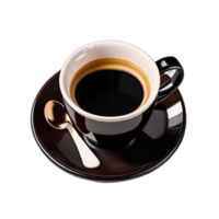 Black cups of hot aromatic espresso coffee on transparent background AI Generative png