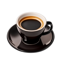 Black cups of hot aromatic espresso coffee on transparent background AI Generative png