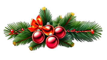 Christmas wreath with leaf , flower, ribbon and lights  isolated on transparent background PNG AI Generative