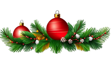 Christmas wreath with leaf , flower, ribbon and lights  isolated on transparent background PNG AI Generative