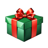 Christmas gift box with ribbon isolated on transparent background PNG AI Generative