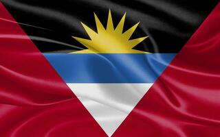 3d waving realistic silk national flag of Antigua and Barbuda. Happy national day Antigua and Barbuda flag background. close up photo