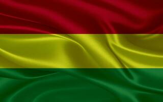 3d waving realistic silk national flag of Bolivia. Happy national day Bolivia flag background. close up photo