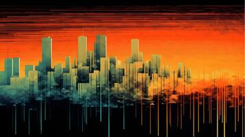 architecture abstract cityscape buildings with skyscrapers generative AI. urban background modern design structure construction exterior city illustration architectural facade window downtown. photo