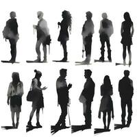 people silhouette isolated human person male female business black generative Ai. photo