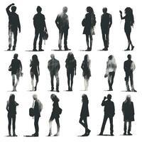 people silhouette isolated human person male female business black generative Ai. photo