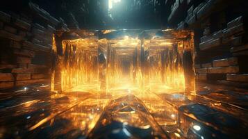 illuminated gilded holographs, digital art illustration, Generative AI photo