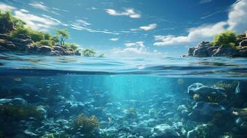 virtual social waters, digital art illustration, Generative AI photo