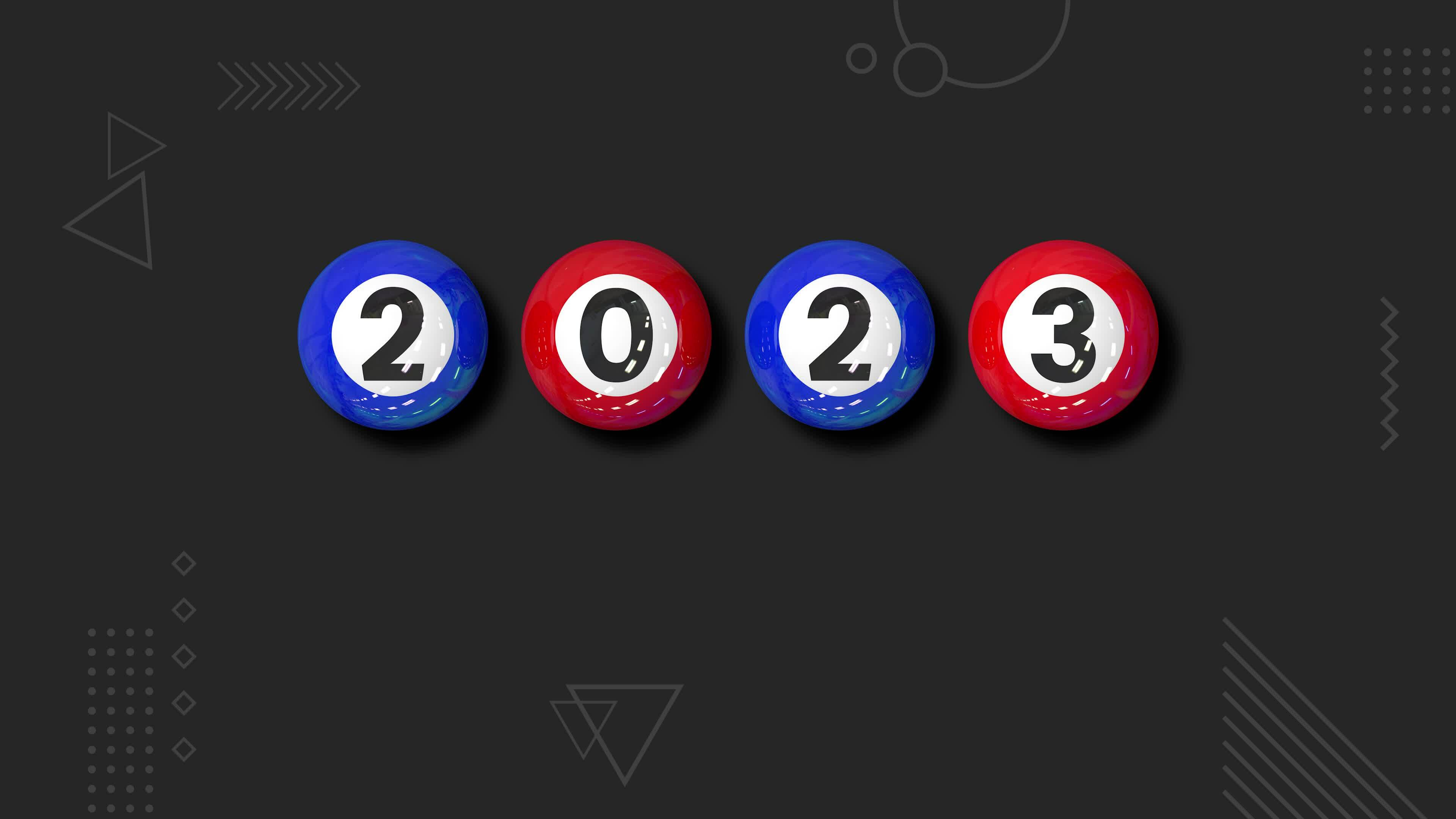 Happy New Year 2024 and Merry Christmas, Sport Billiard Balls New Year