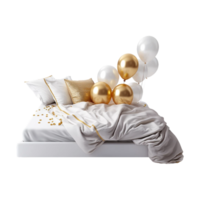 Bed with balloons Generative AI png