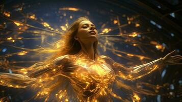 illuminated gilded holographs, digital art illustration, Generative AI photo