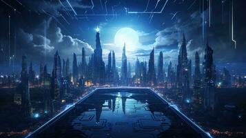 illuminate the cyber realm, digital art illustration, Generative AI photo