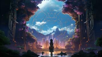unlock the gateway to virtual utopia, digital art illustration, Generative AI photo