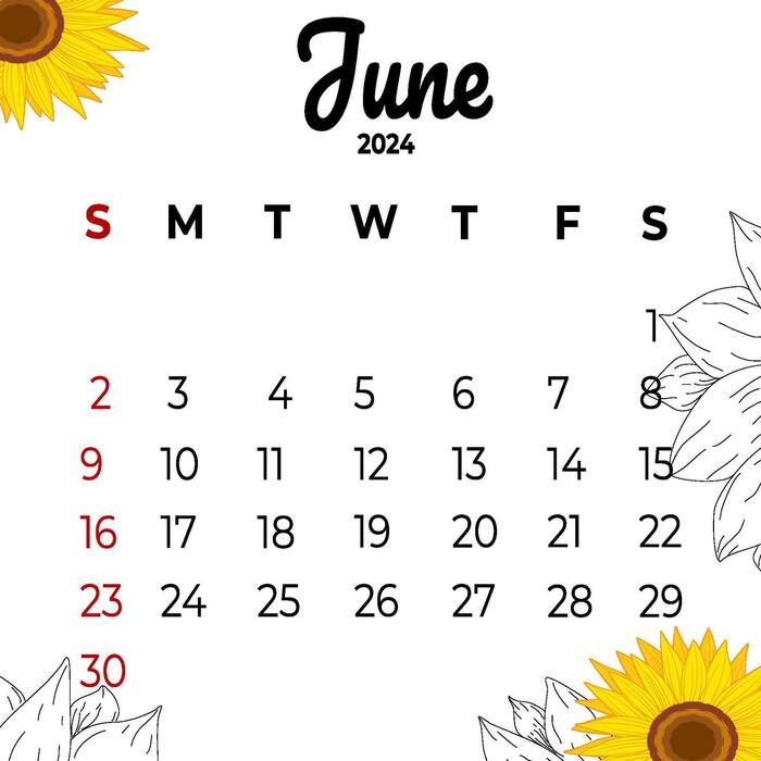June Calendar Vector Art Icons and Graphics for Free Download