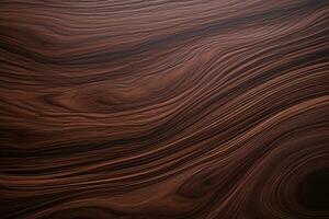 Dark walnut wood known for its luxurious chocolate brown hue and swirling grain wood , AI Generated photo