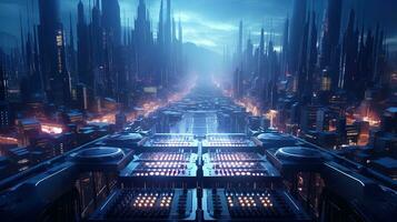 futuristic techno symphony, digital art illustration, Generative AI photo