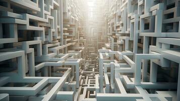 the white dimensional maze, digital art illustration, Generative AI photo