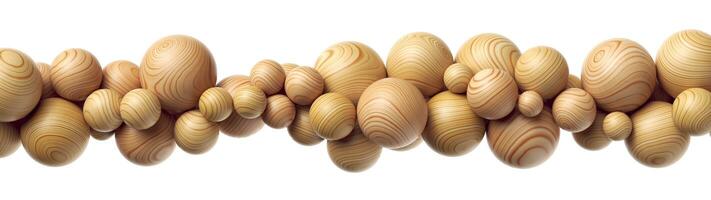 Wooden balls horizontal composition on white background 3d illustration photo