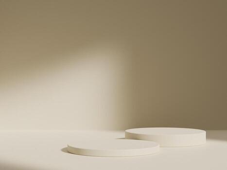 3d display product brown minimal scene with geometric podium platform. cylinder background 3d rendering with podium. stand for cosmetic products. Stage showcase on pedestal 3d brown studio photo