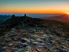 sunrise at the top of the mountain. photo