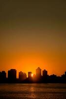 Cityscape silhouette in the sunset, Bangkok, Thailand, Asia. photo