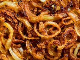 background of fried onion for cooking photo