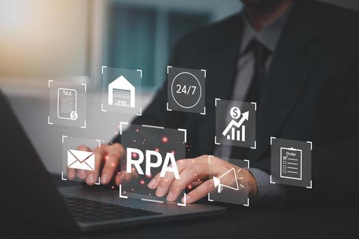 Robotic Process Automation RPA and Machine Learning Artificial Intelligence AI is Changing the Way We Work Industries Innovation CRM software automation Modern Technology Digital Transformation. photo