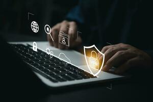 Protect data information is safe and online privacy and security with a VPN Virtual Private Network. Cyber security and privacy connection technology photo