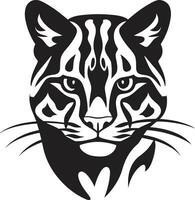 Shadowed Stare Ocelot Icon in Ebony Epic Elegance Ocelot Emblem Profile in Vector