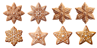 Christmas Gingerbread Star top view with transparent background, smooth blur edge, Generative AI png