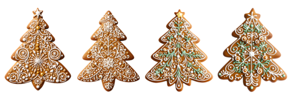 Christmas Gingerbread Tree top view with transparent background, smooth blur edge, Generative AI png