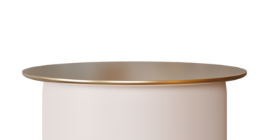 Beige und golden Podium auf transparent Hintergrund. elegant Bühne zum Produkt, kosmetisch Präsentation. Luxus spotten hoch. Sockel oder Plattform zum Schönheit Produkte. leeren Szene. 3d Rendern png