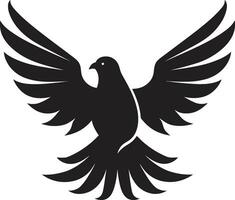 Black Dove Vector Logo with Text and Swoosh A Dynamic and Energetic Design Black Dove Vector Logo with Text and Wings Spread A Symbol of Freedom and Flight