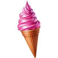 rosado hielo crema gofre cono. ai generativo png