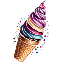 waffle cone com gelo creme. ai generativo png