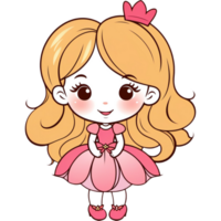 Cute princess cartoon with flower. AI Generative png